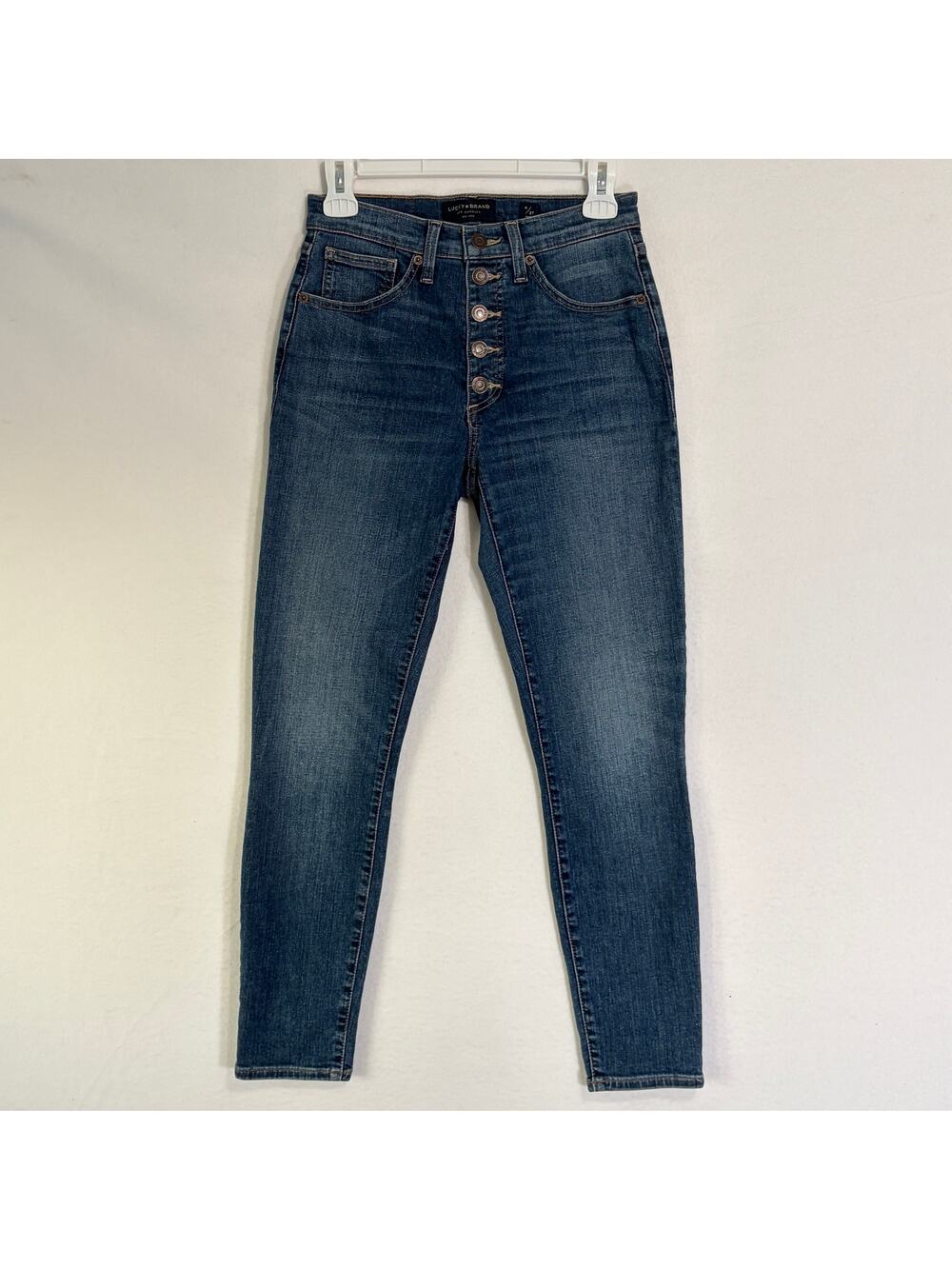 Lucky Brand Jeans Womens 4/27 Button Fly High Rise Skinny Ankle Bridgette Blue